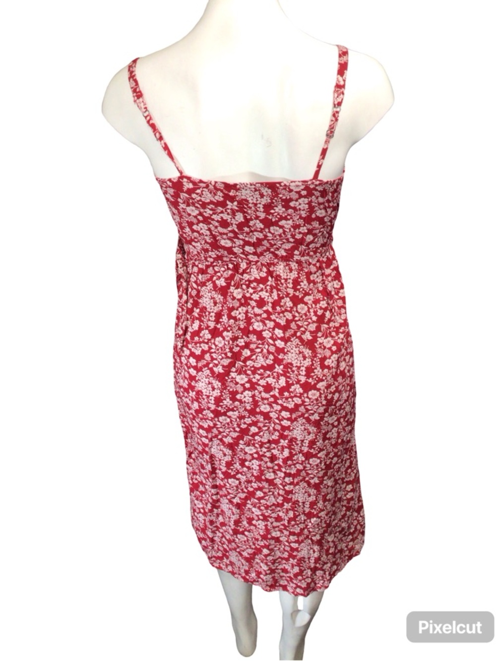 Hollister Red Floral Spaghetti-Strap Maxi Dress with Side Slit - Picture 3 of 6